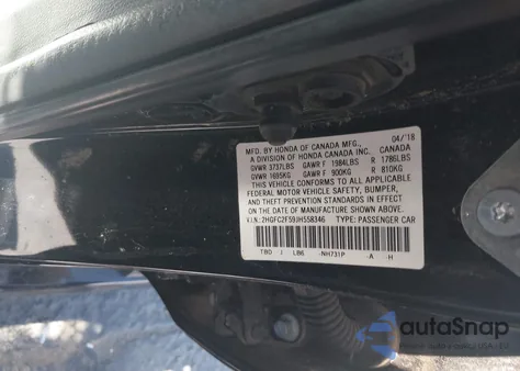 2018 Honda Civic Lx from USA, damaged, VIN 2HGFC2F59JH558346